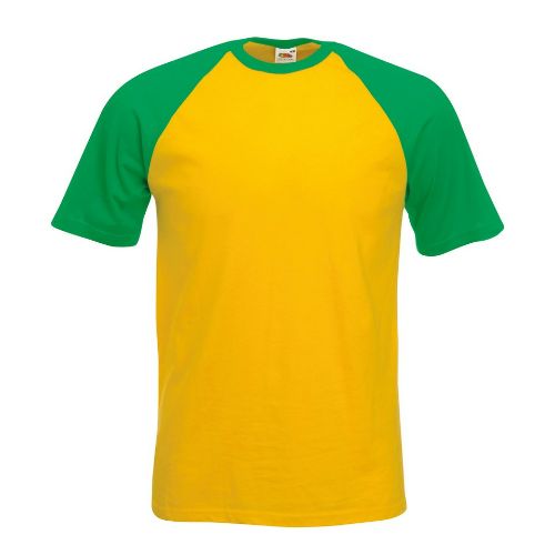 Fruit Of The Loom Short Sleeve Baseball T Sunflower/Kelly